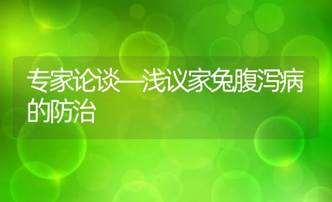 专家论谈—浅议家兔腹泻病的防治 | 水产养殖知识