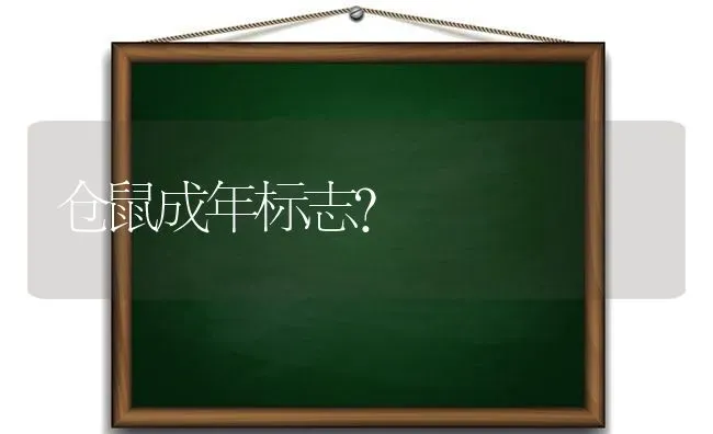 仓鼠成年标志？ | 动物养殖问答