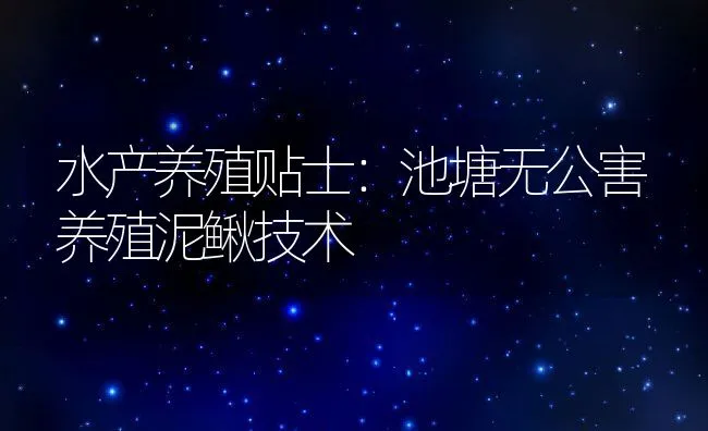 水产养殖贴士：池塘无公害养殖泥鳅技术 | 动物养殖饲料