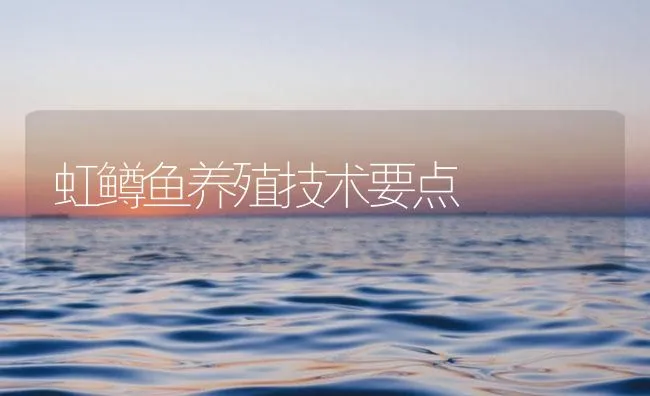 虹鳟鱼养殖技术要点 | 海水养殖技术