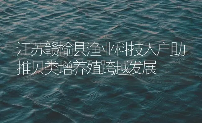 江苏赣榆县渔业科技入户助推贝类增养殖跨越发展 | 海水养殖技术