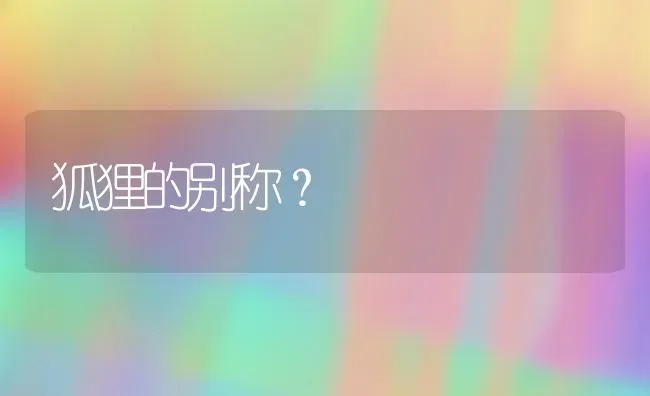 狐狸的别称？ | 动物养殖问答