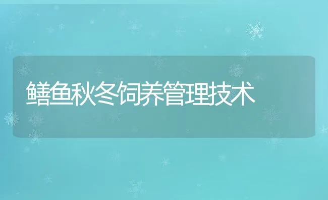 鳝鱼秋冬饲养管理技术 | 动物养殖饲料