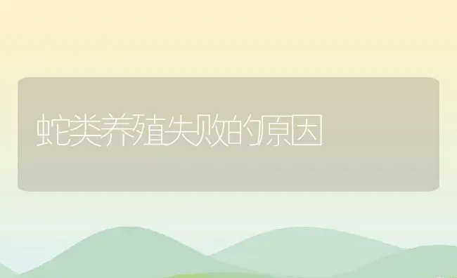 蛇类养殖失败的原因 | 动物养殖百科