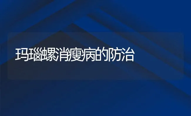 玛瑙螺消瘦病的防治 | 水产养殖知识