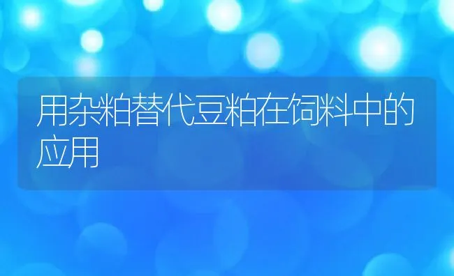 用杂粕替代豆粕在饲料中的应用 | 动物养殖学堂