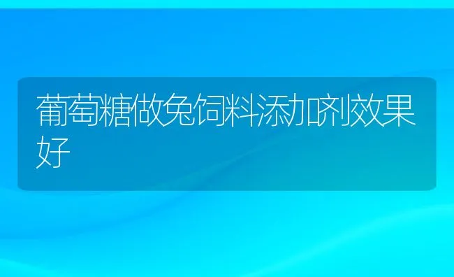 葡萄糖做兔饲料添加剂效果好 | 动物养殖学堂