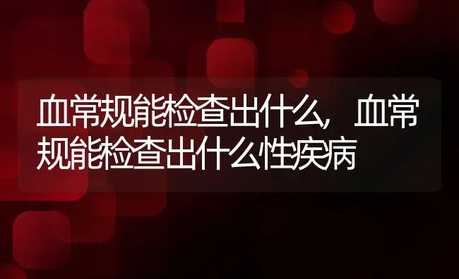 血常规能检查出什么,血常规能检查出什么性疾病 | 宠物百科知识