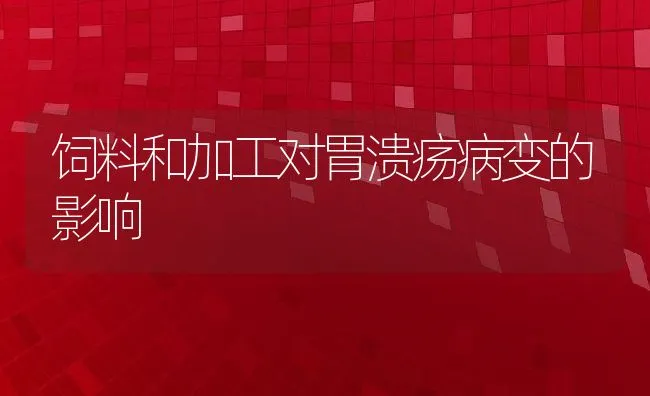 饲料和加工对胃溃疡病变的影响 | 动物养殖学堂