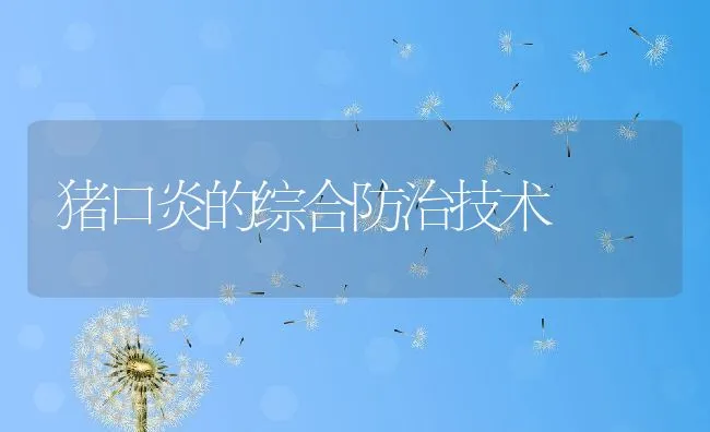 猪口炎的综合防治技术 | 动物养殖饲料
