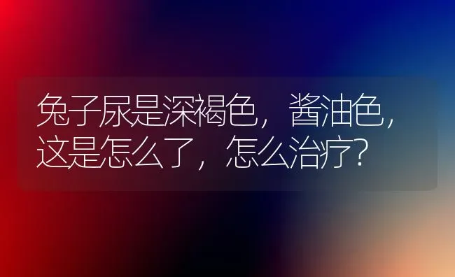 兔子尿是深褐色，酱油色，这是怎么了，怎么治疗？ | 动物养殖问答