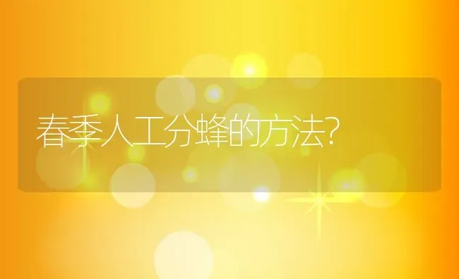 春季人工分蜂的方法？ | 动物养殖百科