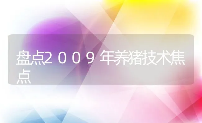 盘点2009年养猪技术焦点 | 动物养殖学堂