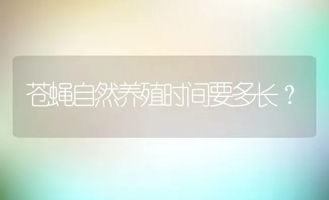 苍蝇自然养殖时间要多长？ | 动物养殖百科