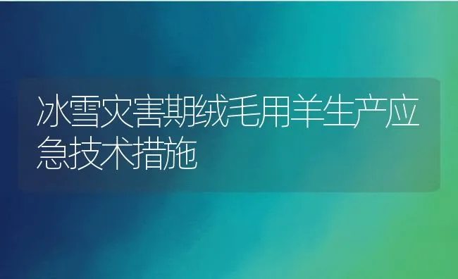 冰雪灾害期绒毛用羊生产应急技术措施 | 动物养殖饲料