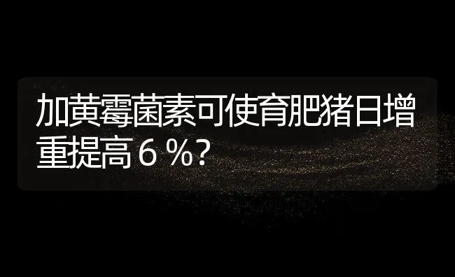 加黄霉菌素可使育肥猪日增重提高６％？ | 动物养殖饲料