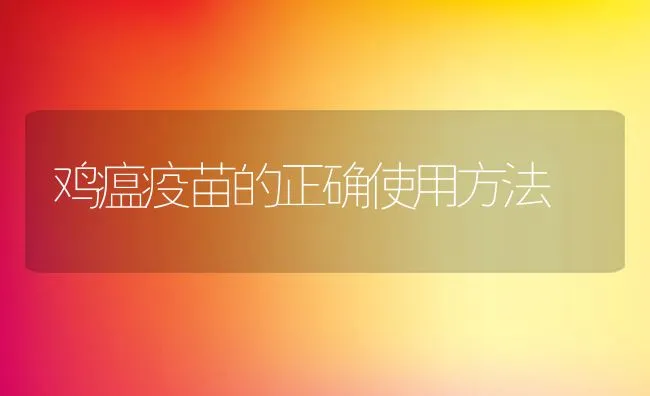 鸡瘟疫苗的正确使用方法 | 动物养殖学堂