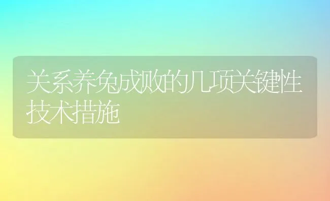 关系养兔成败的几项关键性技术措施 | 水产养殖知识