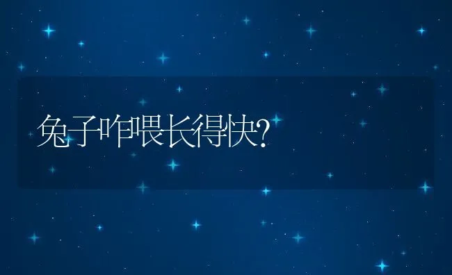 兔子咋喂长得快？ | 动物养殖学堂