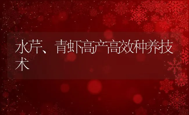 水芹、青虾高产高效种养技术 | 动物养殖饲料