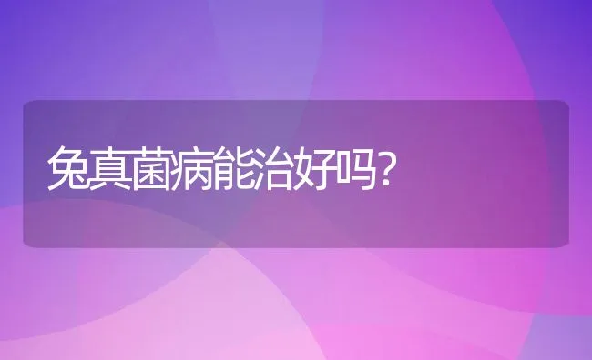 兔真菌病能治好吗？ | 水产养殖知识