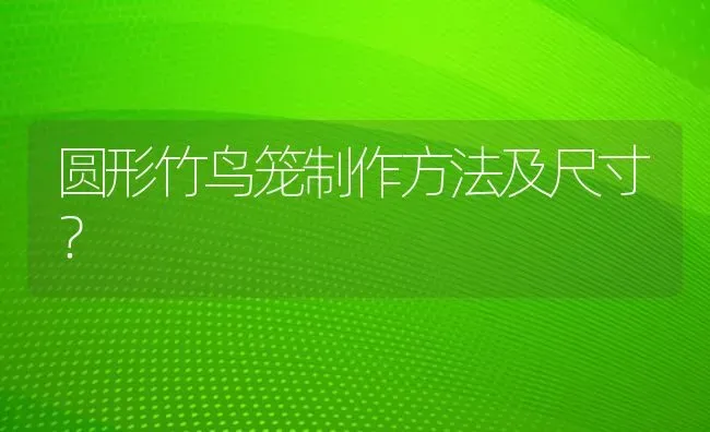 圆形竹鸟笼制作方法及尺寸？ | 动物养殖问答