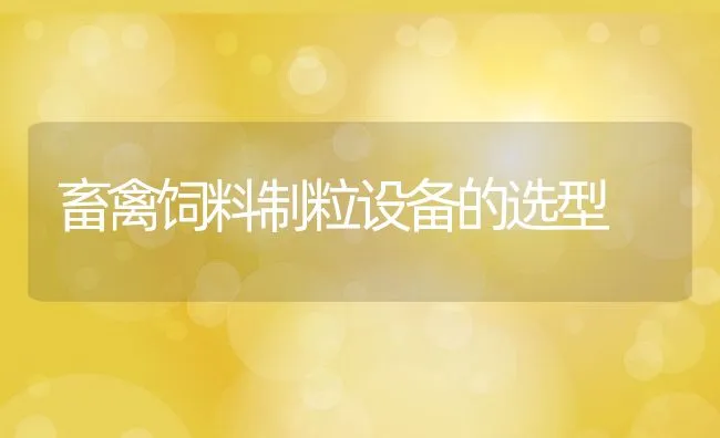 畜禽饲料制粒设备的选型 | 动物养殖饲料