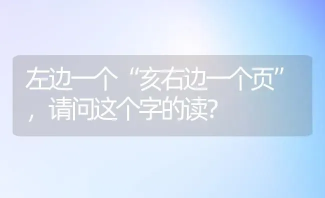 左边一个“亥右边一个页”，请问这个字的读？ | 动物养殖问答