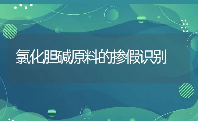 氯化胆碱原料的掺假识别 | 动物养殖学堂