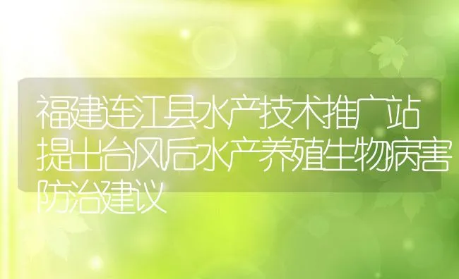 福建连江县水产技术推广站提出台风后水产养殖生物病害防治建议 | 动物养殖饲料