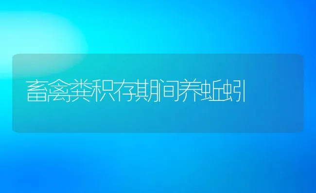 畜禽粪积存期间养蚯蚓 | 水产养殖知识