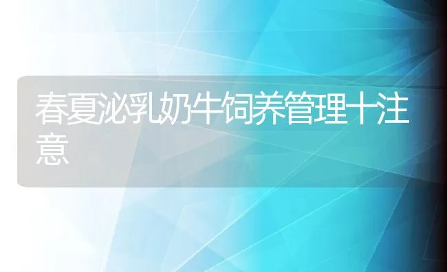 春夏泌乳奶牛饲养管理十注意 | 动物养殖饲料