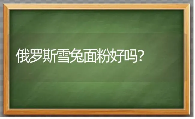 俄罗斯雪兔面粉好吗？ | 动物养殖问答