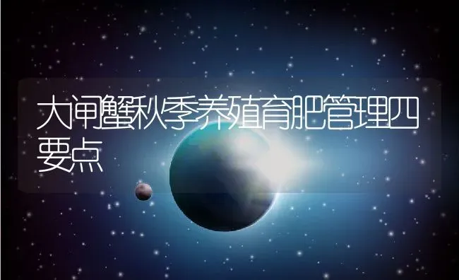 大闸蟹秋季养殖育肥管理四要点 | 动物养殖百科