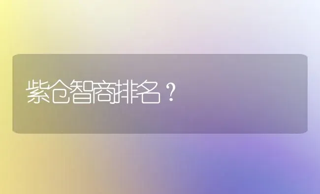 紫仓智商排名？ | 动物养殖问答