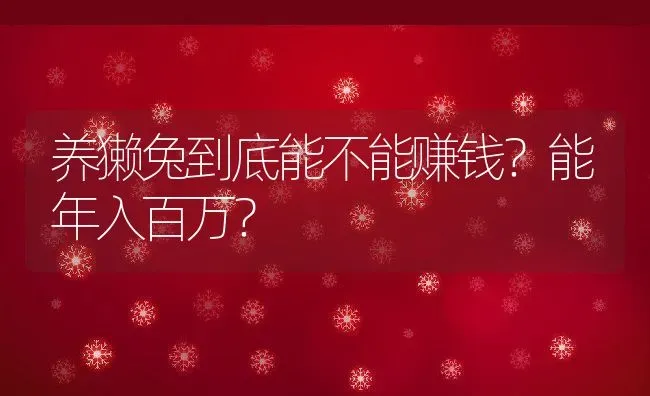 养獭兔到底能不能赚钱？能年入百万？ | 动物养殖百科