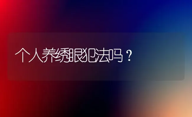 个人养绣眼犯法吗？ | 动物养殖问答