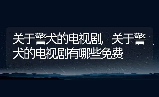 关于警犬的电视剧,关于警犬的电视剧有哪些免费 | 宠物百科知识