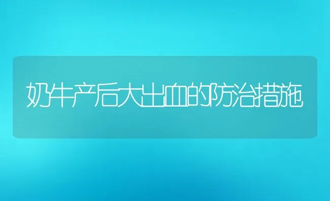 奶牛产后大出血的防治措施 | 动物养殖学堂