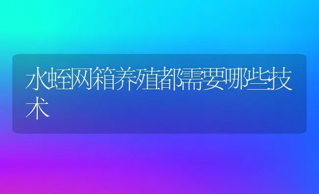 水蛭网箱养殖都需要哪些技术 | 动物养殖百科