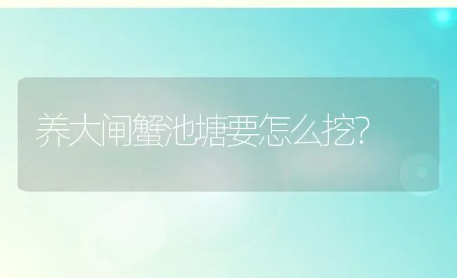 养大闸蟹池塘要怎么挖？ | 动物养殖百科