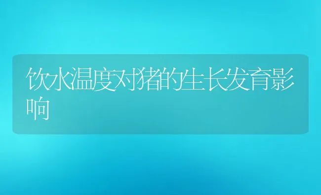 饮水温度对猪的生长发育影响 | 动物养殖饲料