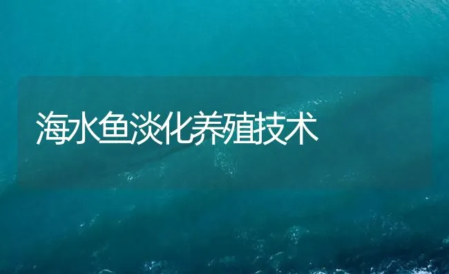 海水鱼淡化养殖技术 | 海水养殖技术