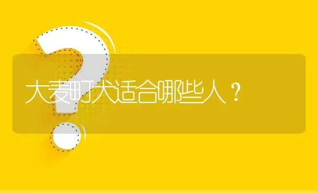 大麦町犬适合哪些人？ | 动物养殖问答
