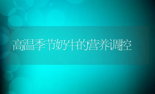 高温季节奶牛的营养调控 | 动物养殖饲料