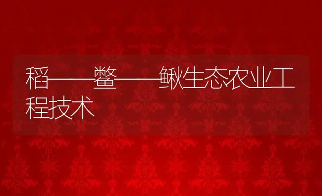 稻――鳖――鳅生态农业工程技术 | 动物养殖学堂