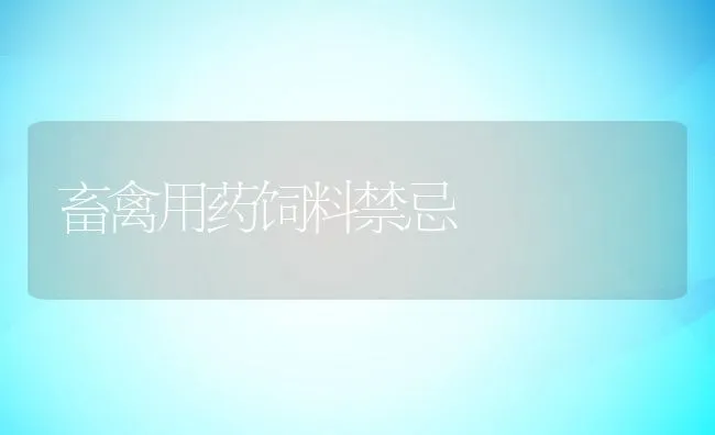 畜禽用药饲料禁忌 | 动物养殖学堂