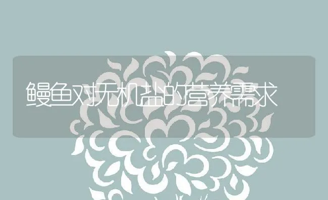 鳗鱼对无机盐的营养需求 | 动物养殖饲料