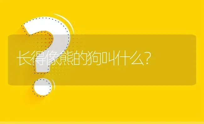 长得像熊的狗叫什么？ | 动物养殖问答