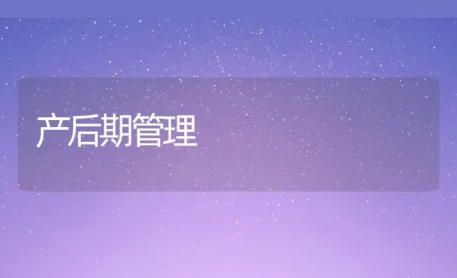 产后期管理 | 动物养殖百科